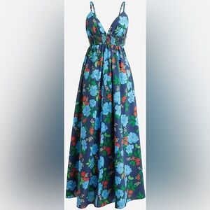 J. Crew Navy and Blue Floral Maxi Dress